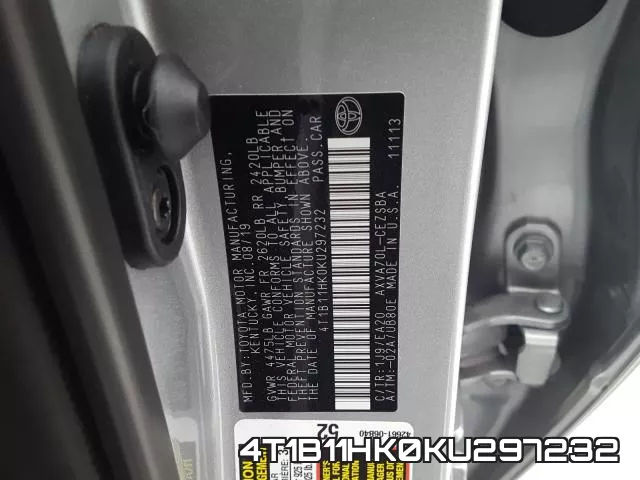 4T1B11HK0KU297232 фото 2