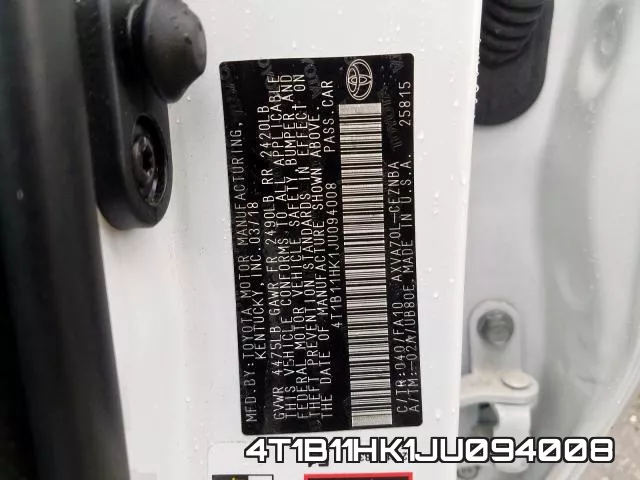 4T1B11HK1JU094008 фото 2