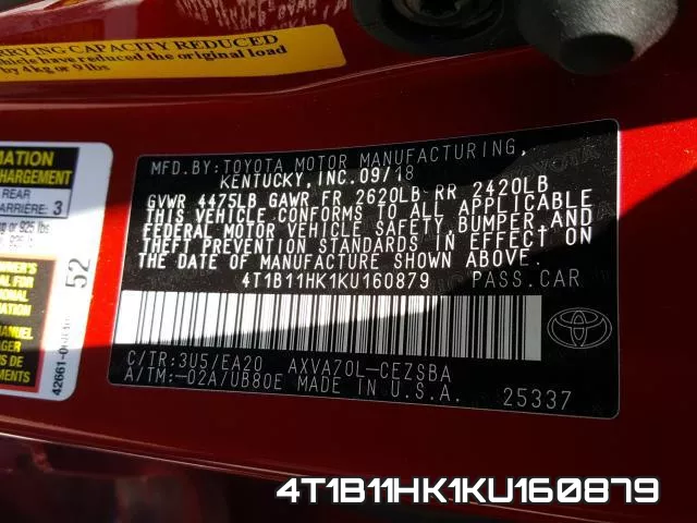 4T1B11HK1KU160879 фото 2