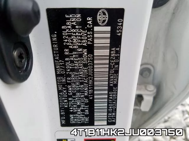 4T1B11HK2JU003750 фото 2