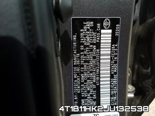 4T1B11HK2JU132538 фото 2