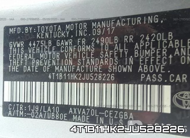 4T1B11HK2JU528226 фото 10