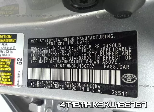 4T1B11HK9KU166767 фото 10