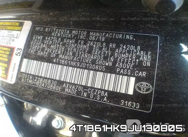 4T1B61HK9JU130805 фото 10