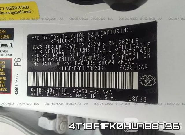 4T1BF1FK0HU788736 фото 10