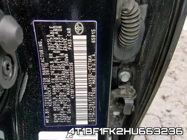 4T1BF1FK2HU663236 фото 2