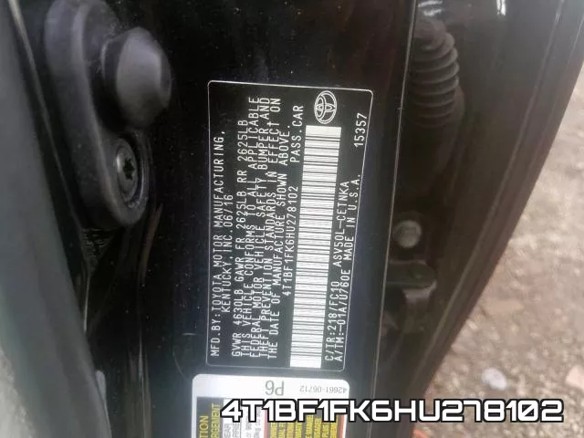 4T1BF1FK6HU278102 фото 2