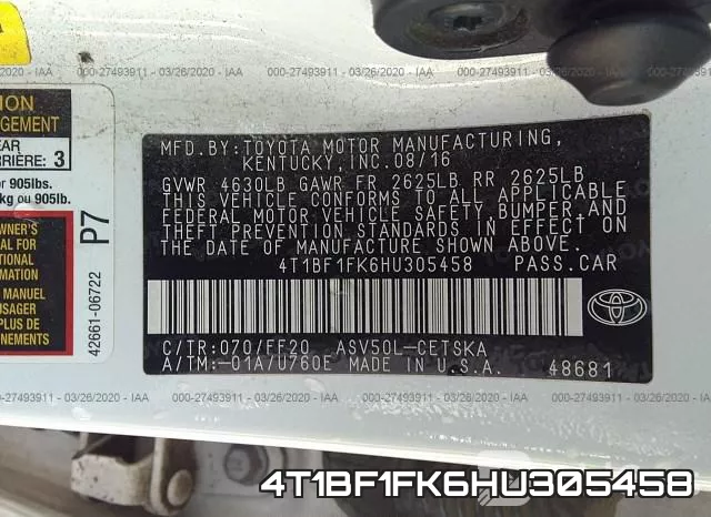 4T1BF1FK6HU305458 фото 10