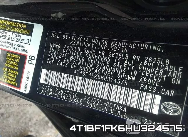 4T1BF1FK6HU324575 фото 10