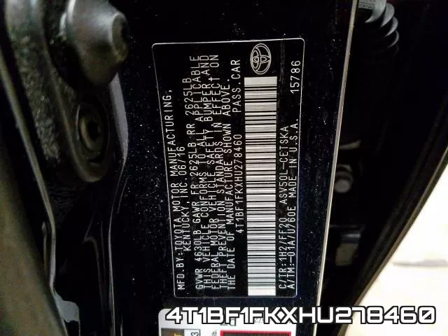 4T1BF1FKXHU278460 фото 2