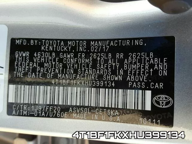 4T1BF1FKXHU399134 фото 2