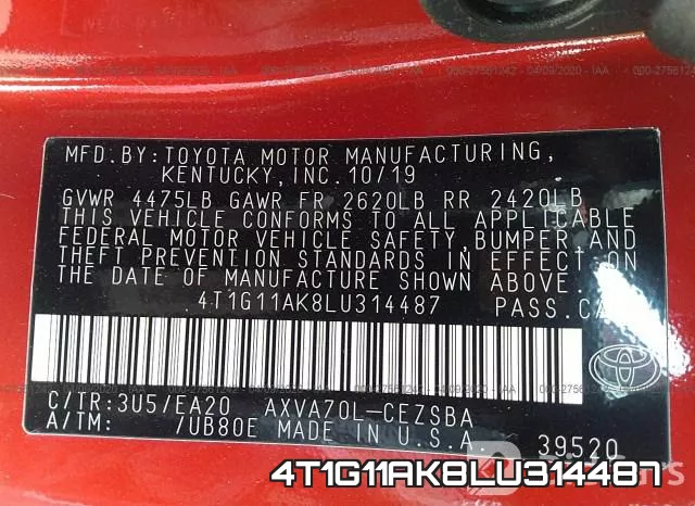 4T1G11AK8LU314487 фото 10