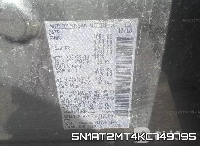 5N1AT2MT4KC749795 фото 10