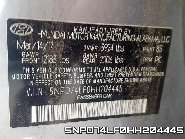 5NPD74LF0HH204445 фото 2