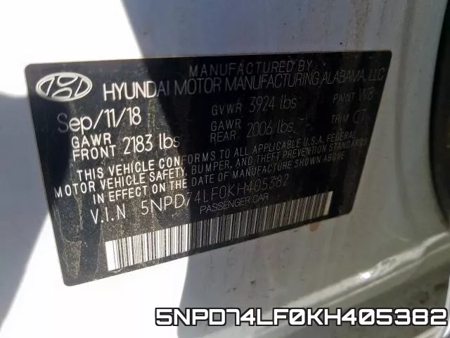5NPD74LF0KH405382 фото 2