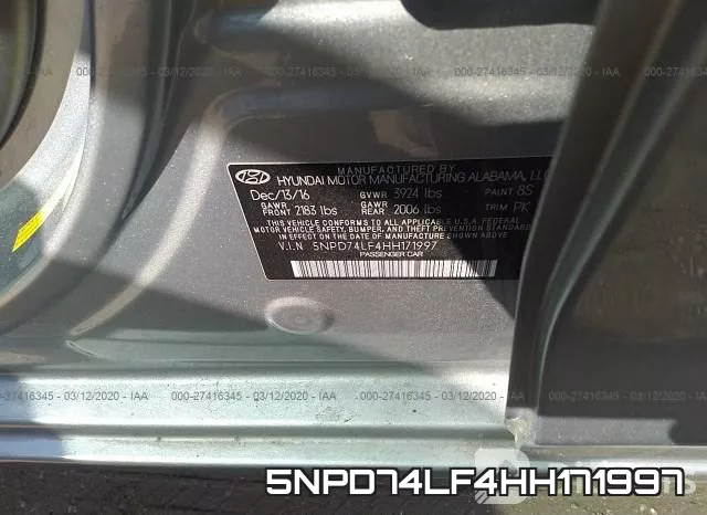 5NPD74LF4HH171997 фото 10