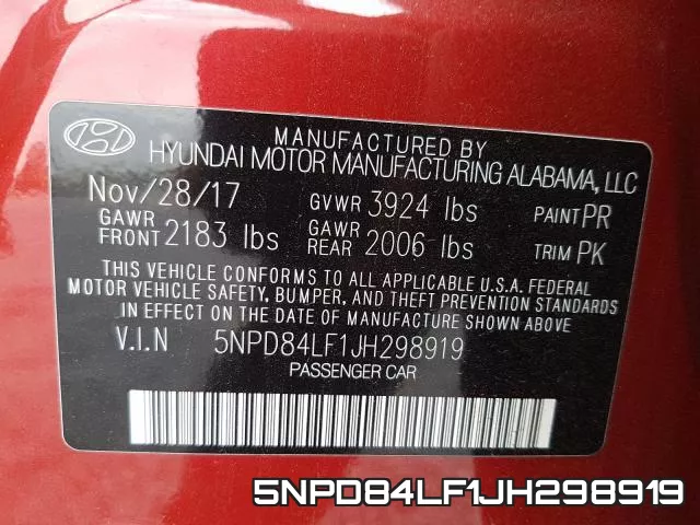 5NPD84LF1JH298919 фото 2