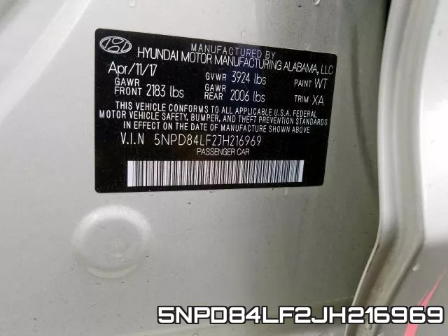 5NPD84LF2JH216969 фото 2