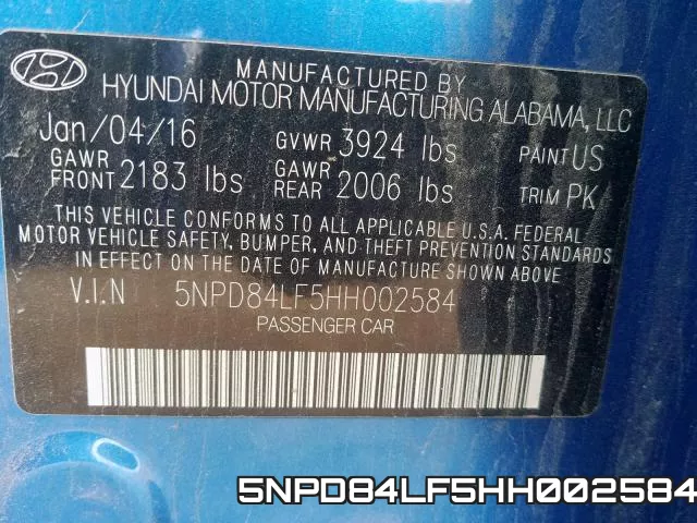 5NPD84LF5HH002584 фото 2