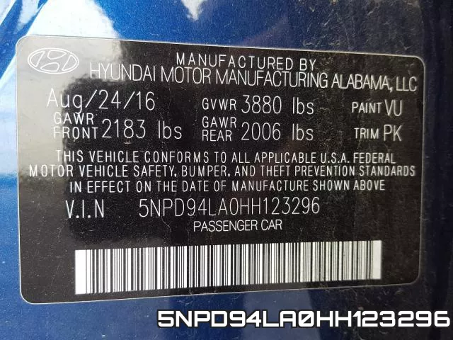 5NPD94LA0HH123296 фото 2