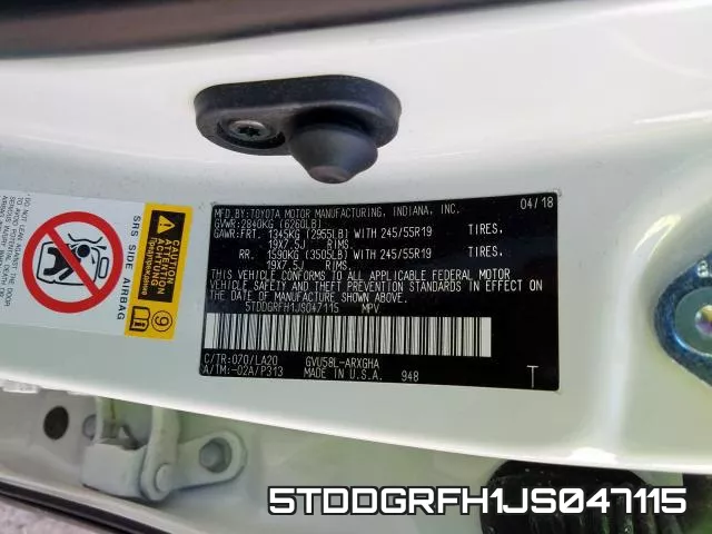 5TDDGRFH1JS047115 фото 2