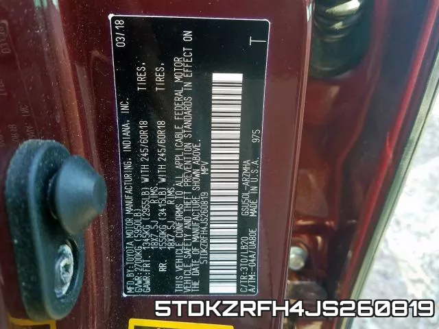 5TDKZRFH4JS260819 фото 2