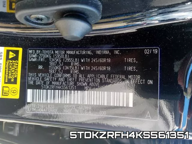 5TDKZRFH4KS561351 фото 2