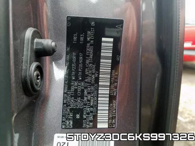 5TDYZ3DC6KS997326 фото 2