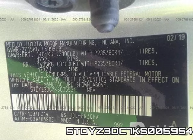 5TDYZ3DC7KS005954 фото 10