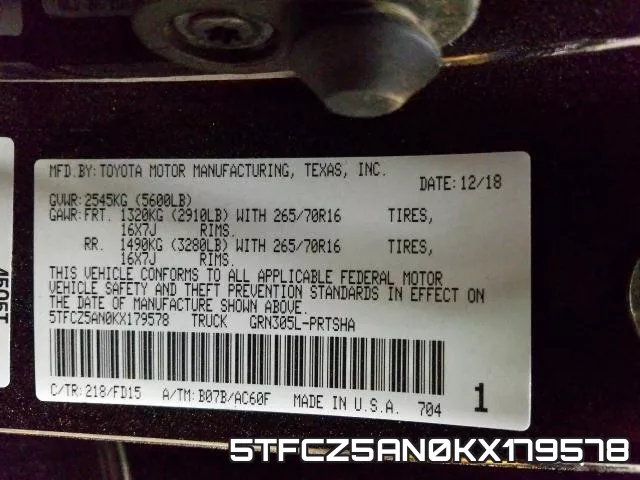 5TFCZ5AN0KX179578 фото 2