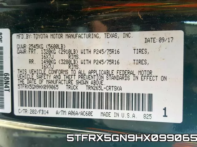 5TFRX5GN9HX099065 фото 2