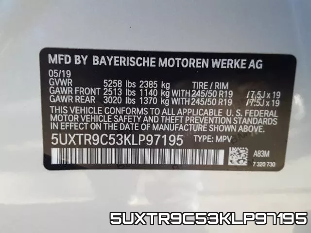 5UXTR9C53KLP97195 фото 2