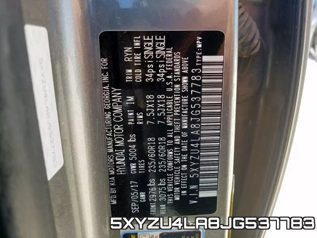 5XYZU4LA8JG537783 фото 2