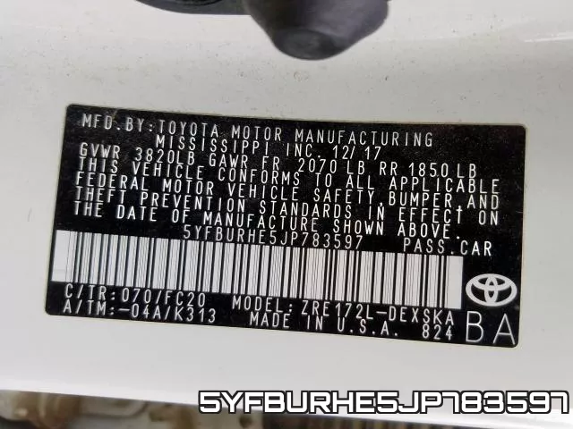 5YFBURHE5JP783597 фото 2