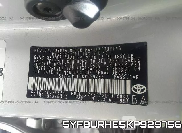5YFBURHE5KP929756 фото 10