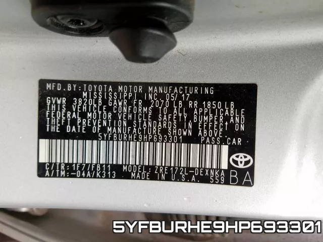 5YFBURHE9HP693301 фото 2