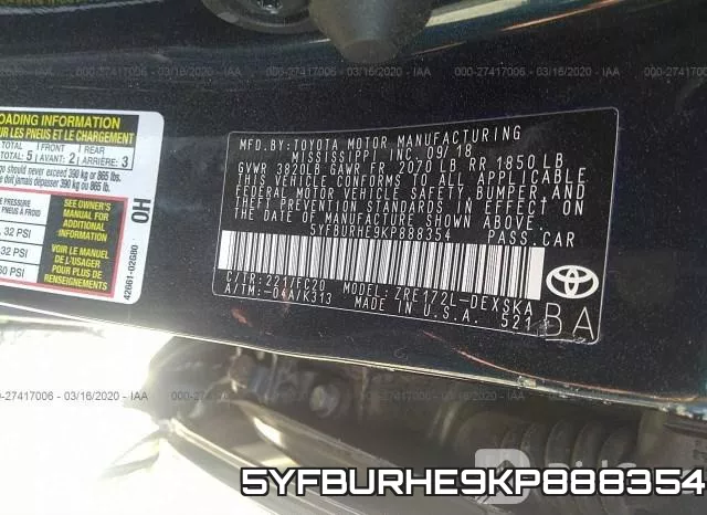 5YFBURHE9KP888354 фото 10