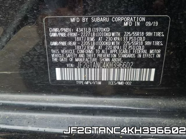 JF2GTANC4KH396602 фото 2