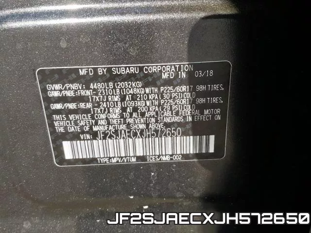 JF2SJAECXJH572650 фото 2