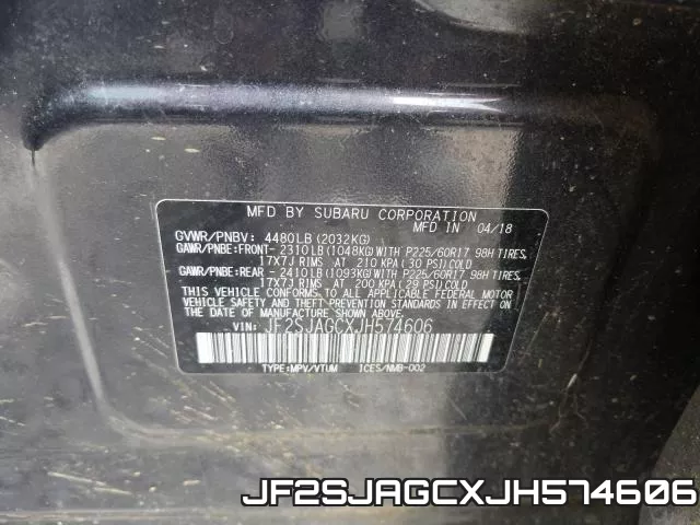 JF2SJAGCXJH574606 фото 2