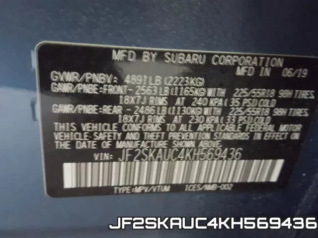 JF2SKAUC4KH569436 фото 2