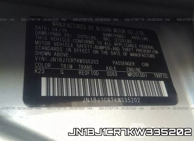 JN1BJ1CR7KW335202 фото 10