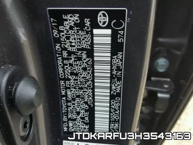 JTDKARFU3H3543163 фото 2