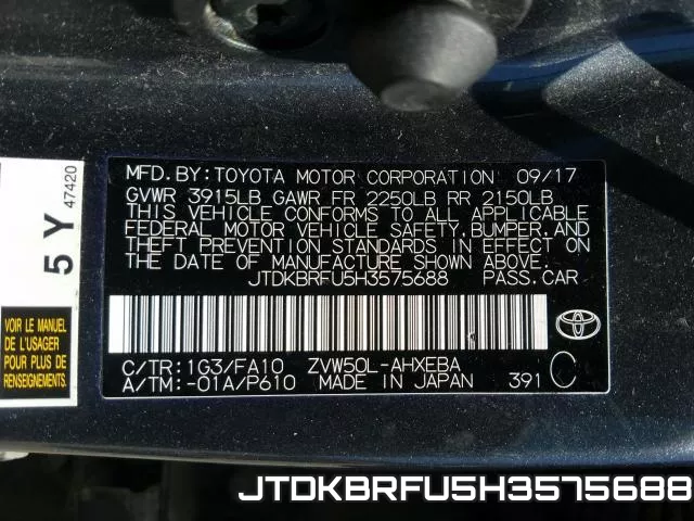 JTDKBRFU5H3575688 фото 2