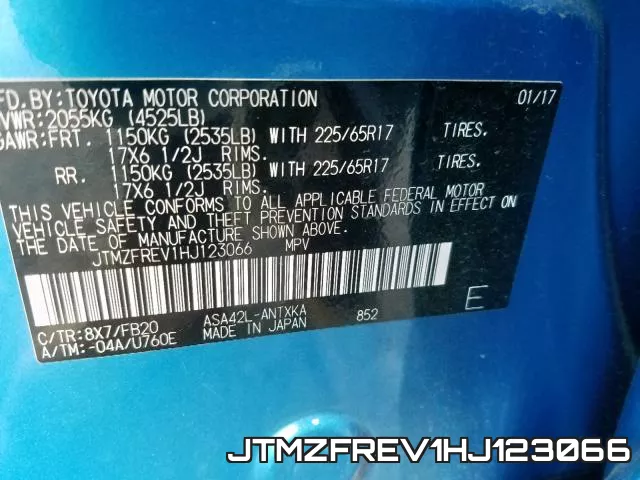 JTMZFREV1HJ123066 фото 2