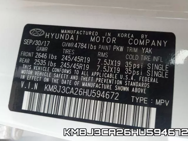 KM8J3CA26HU594672 фото 2