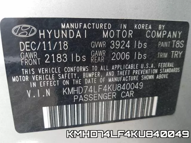 KMHD74LF4KU840049 фото 2