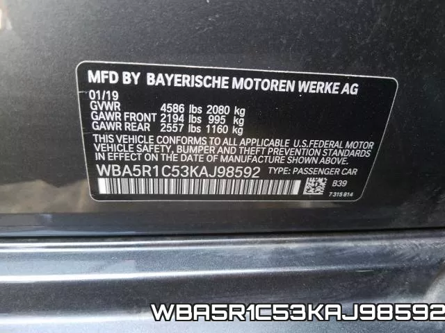 WBA5R1C53KAJ98592 фото 2