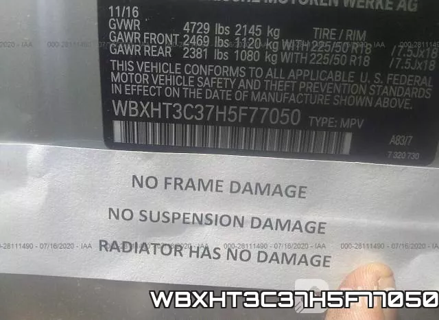 WBXHT3C37H5F77050 фото 10