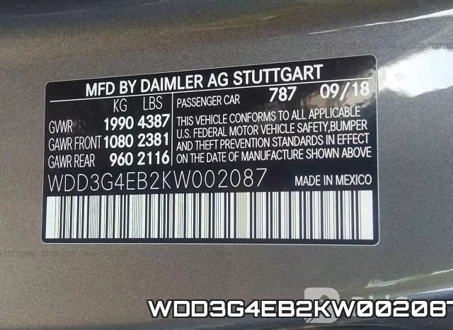 WDD3G4EB2KW002087 фото 10